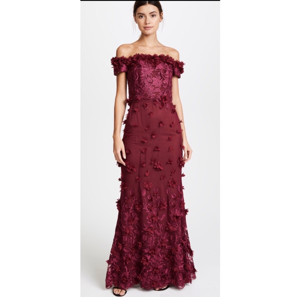 Marchessa Notte Off the Shoulder Embroidered Gown